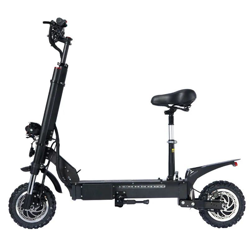 Электрический самокат Janobike с двойным приводом и сиденьем, 60 В/5600 Вт, быстрый складной самокат для взрослых, 11 дюймов, дорожный Электрический городской самокат