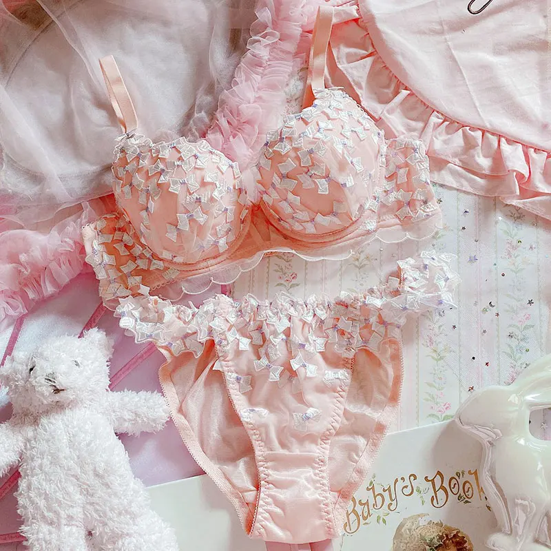 French Plus Size Women Sexy Push Up Bra And Panty Set Women Underwear Embroidery Female Underwire Lingerie Panties And Bra Set
