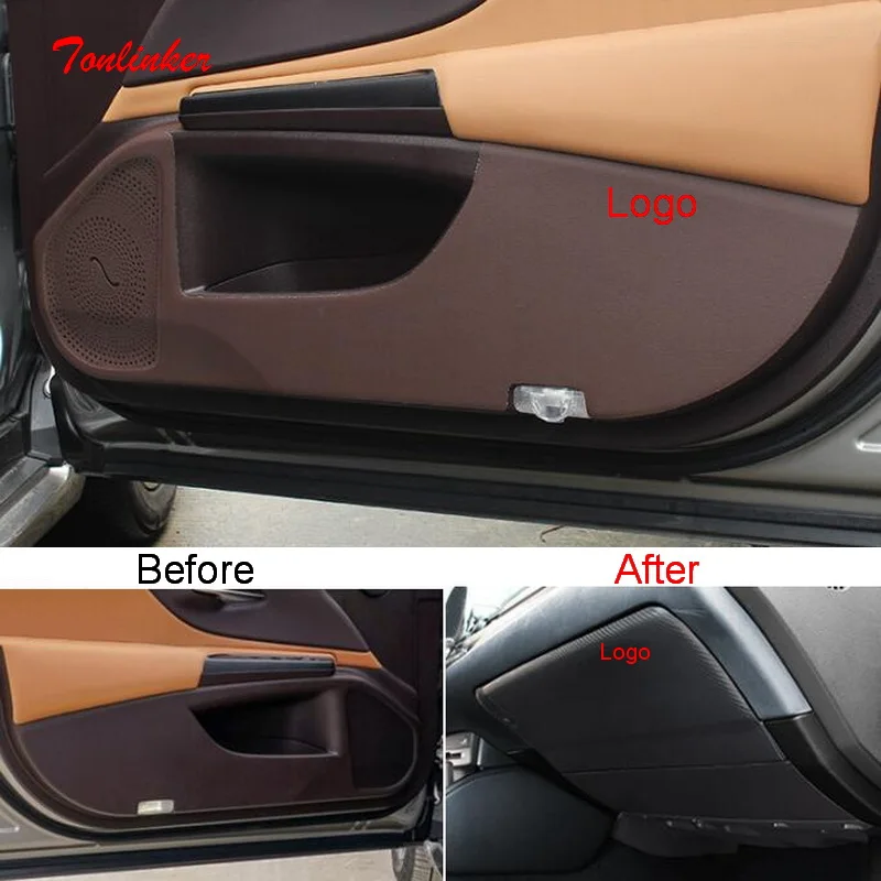 

Tonlinker Interior Car Door/Seat Anti-Dirty Pad Covers For LEXUS ES200 260 300H 2018-21 Car Styling 1/4PCS Leather Cover Sticker