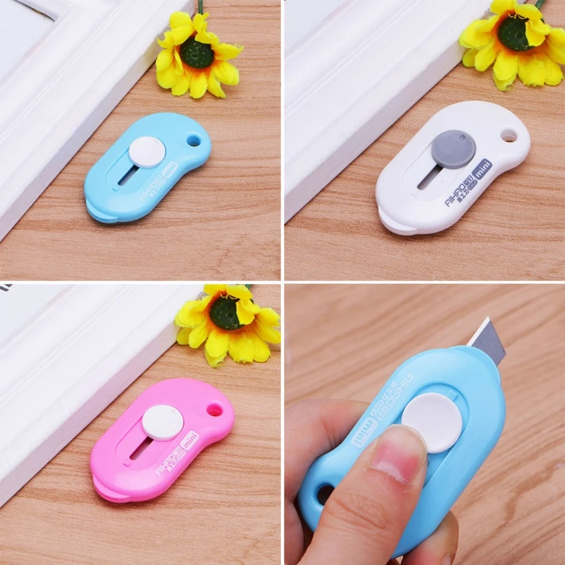 

Cute Solid Color Mini Portable Utility Knife Paper Cutter Office Stationery