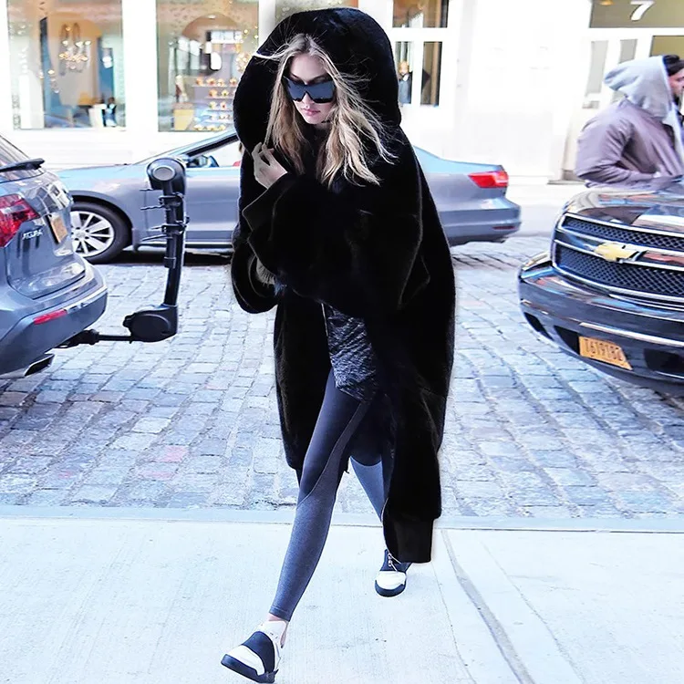 

2020 Winter Women High Quality Faux Rabbit Fur Coat Luxury Long Fur Coat Loose Lapel OverCoat Thick Warm Plus Size Female Plush