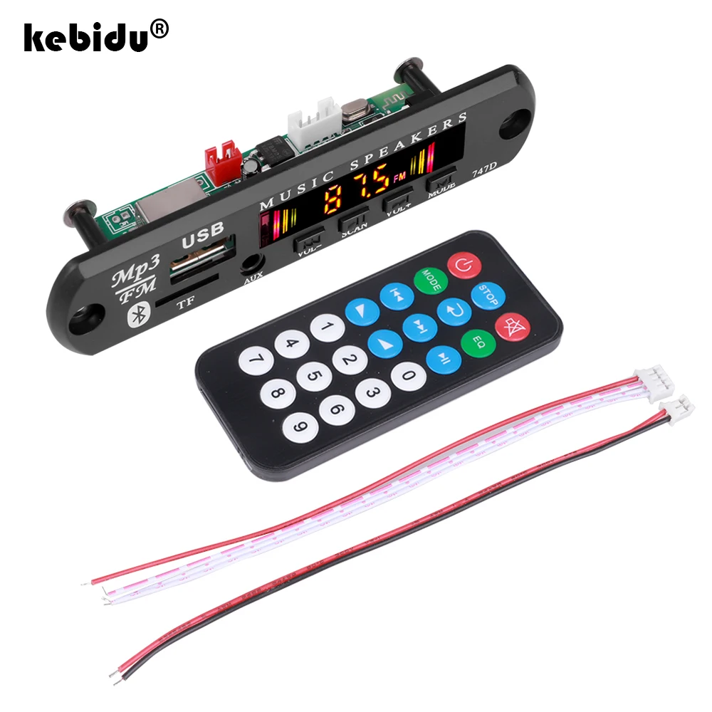 kebidu Bluetooth 5.0 MP3 Player Decoder Board FM Radio TF USB 3.5 mm AUX Module Bluetooth Receiver Car kit Audio Amplifier board