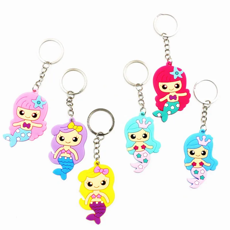 

6pcs Mermaid Party Decor Rubber Keychains Baby Shower Decorations Birthday Party Decorations Kids Wedding Event Party Supplies
