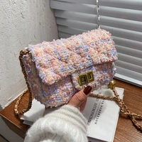 Cute Mini Woolen Shoulder Bag Design Branded Women Handbag Chain Fashion Crossbody Bag 2022 Hit Winter New Party Clutch