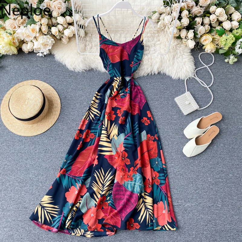 Женское богемное длинное платье без рукавов Neploe летнее сексуальное с открытыми