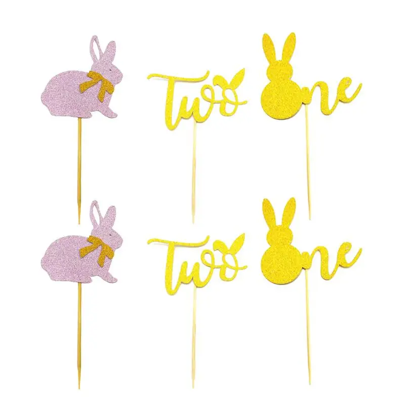 6 шт Пасхальный Кролик Торт Топперы номер Дизайн Кекс орнамент выбирает торт