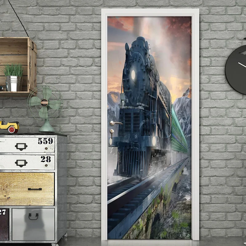 3D фотообои с паровым шлейфом наклейка на дверь для гостиной спальни домашнего