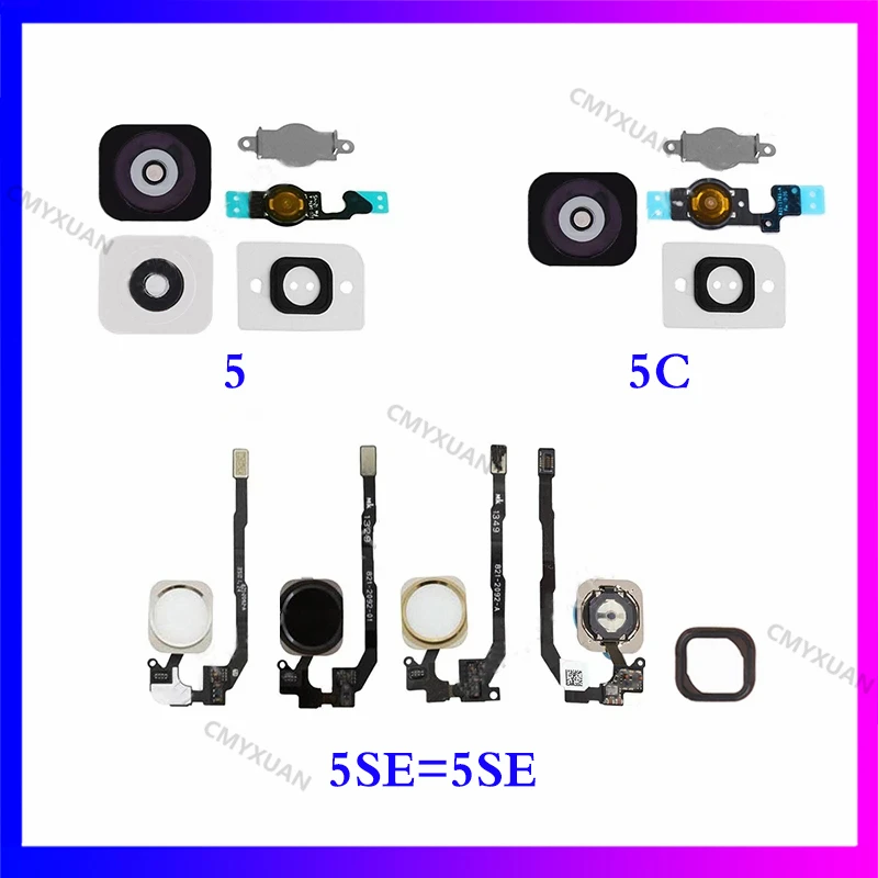 

For iPhone 5 5G 5C 5S 5SE Home Button Flex Home Button Menu with Holding Gasket Rubber Spacer Flex Cable