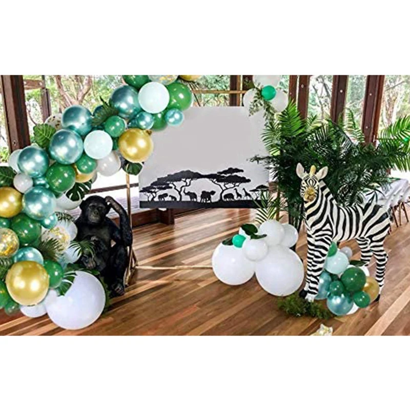 Kit de arco de guirnalda de globos verdes, 167 piezas, arco de globo de l&aacute;tex, para fiesta de jungla Safari/fiesta de cumplea&ntilde;os Wild One/Baby Shower-2