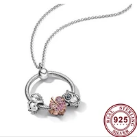 100 925 sterling silver rose gold leaf beads with o shaped pendant pan necklace is the most popular gift for women