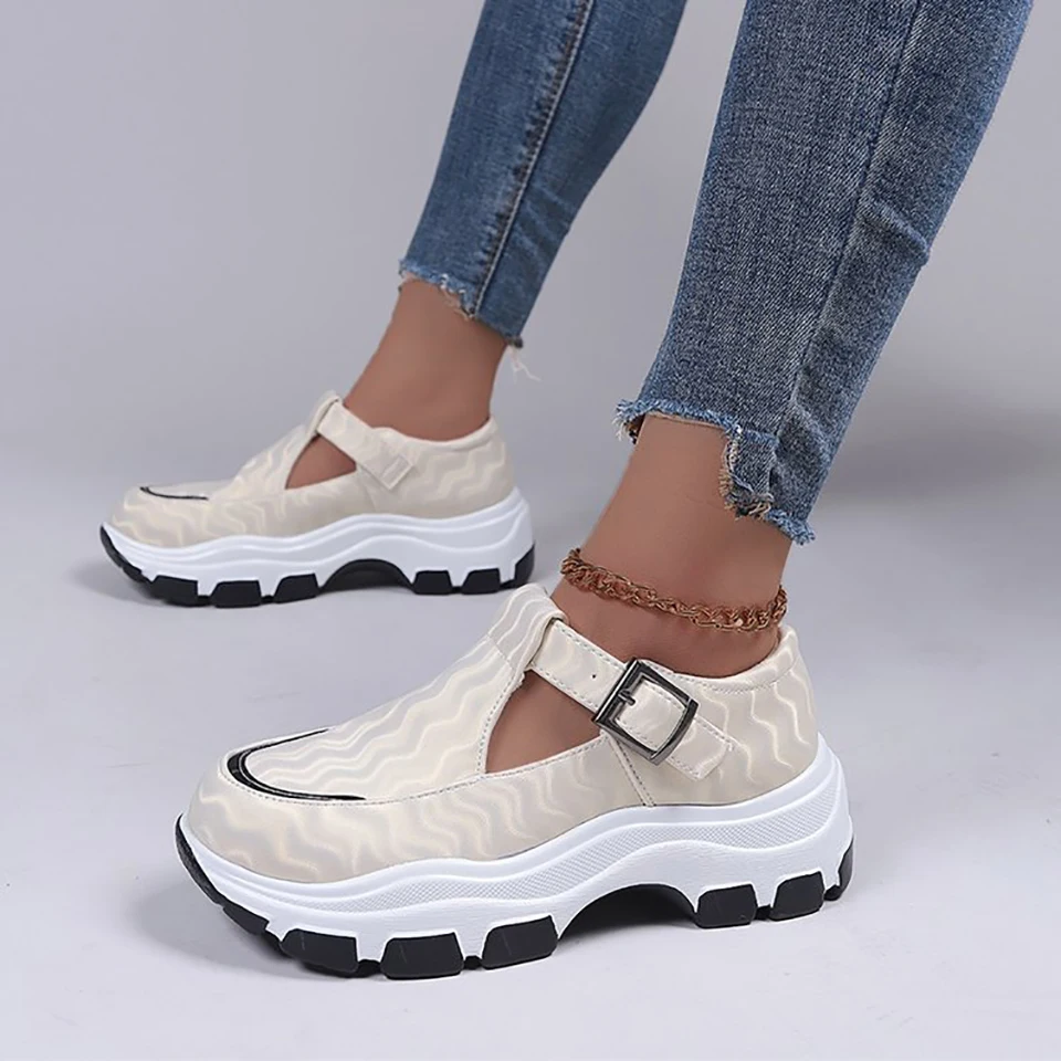 

GRITION Womens Platforms Sandals Wedges Heels Casual Sneakers Thick Sole Plus Size 35-43 Closed Toe Comfortable Non-slip Fashion