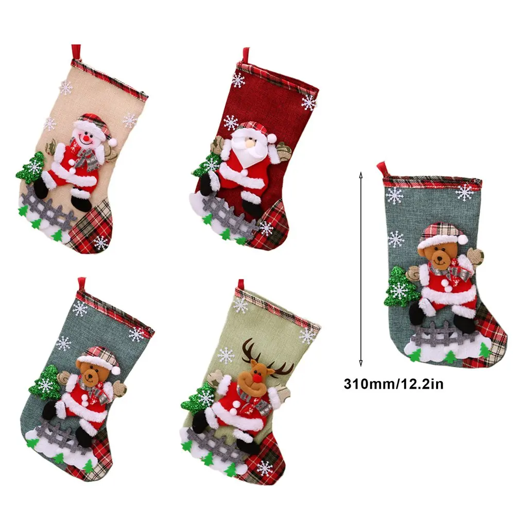 

Christmas Hanging Stockings Decoration Socks Large Decorative Boots Linen Colorful Christmas Tree Ornaments