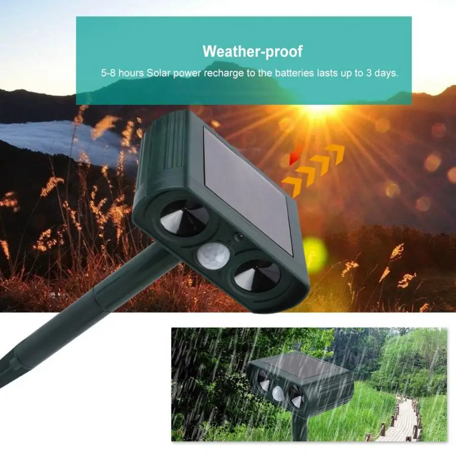 Ультразвуковой отпугиватель животных сигнализация на солнечной батарее с