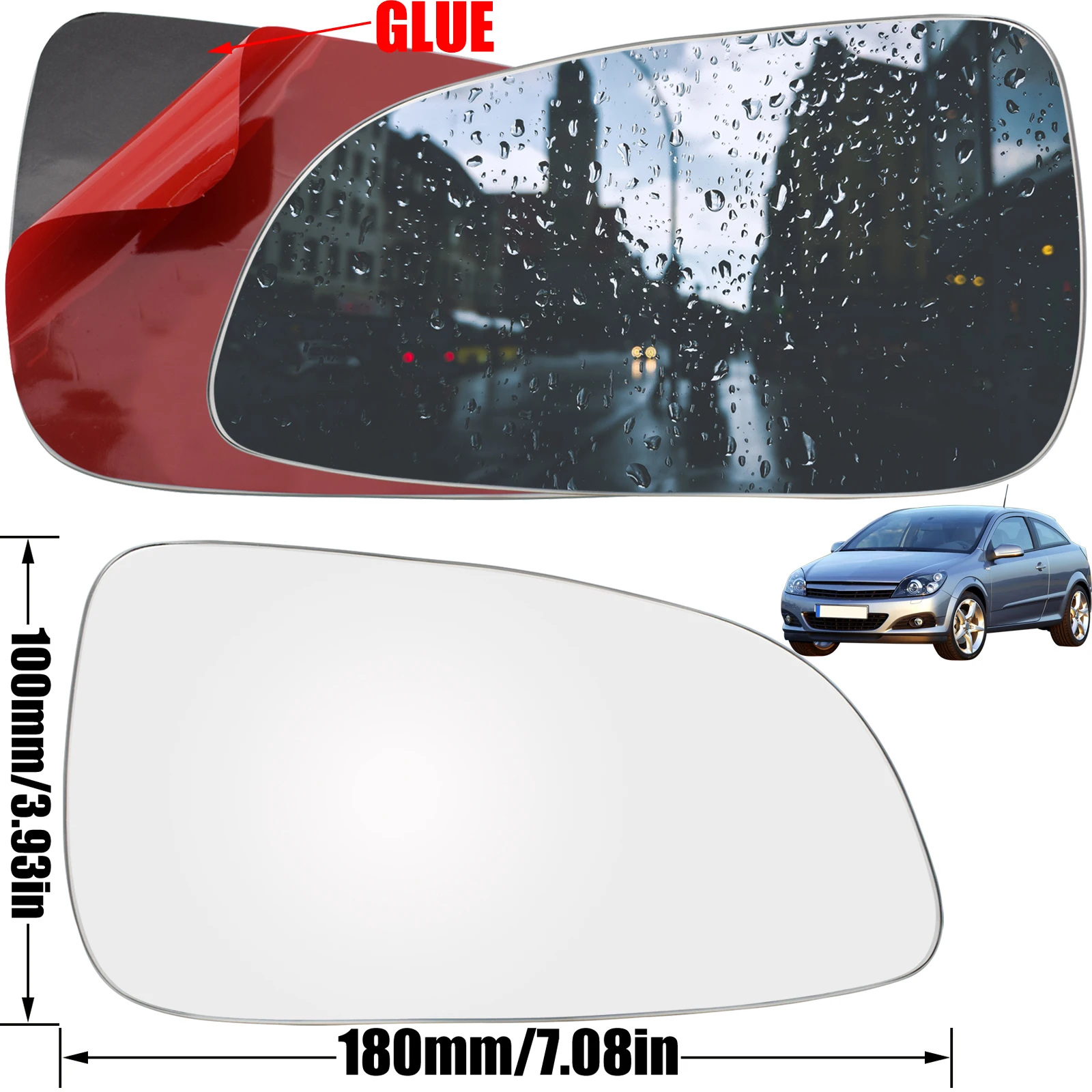 

For Opel / Vauxhall Astra H 2004 - 2009 Holden Astra AH Driver Passenger Door Side Wing Mirror Glass Spherical Stick On Sticky