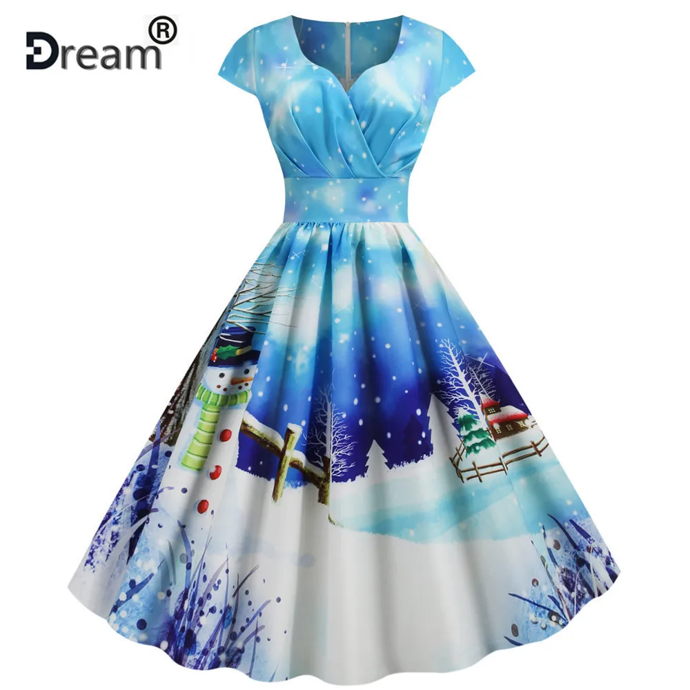 Женское винтажное платье с пышной юбкой junxi WAN черно-белое V-образным вырезом