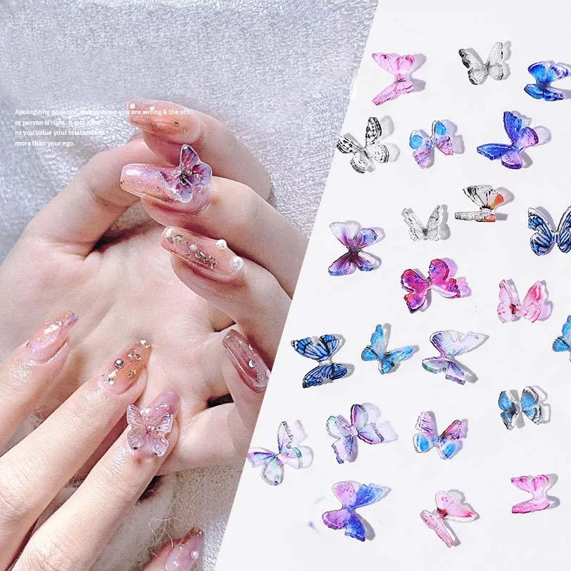 2/10 шт 3D бабочки украшения для ногтей Стразы DIY французский гель УФ лак аксессуары