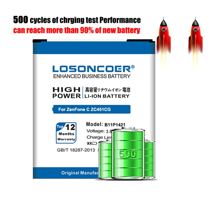 LOSONCOER 3900mAh B11P1421 battery For Asus ZenFone C ZC451CG Z007 battery+Tracking number | Мобильные телефоны и