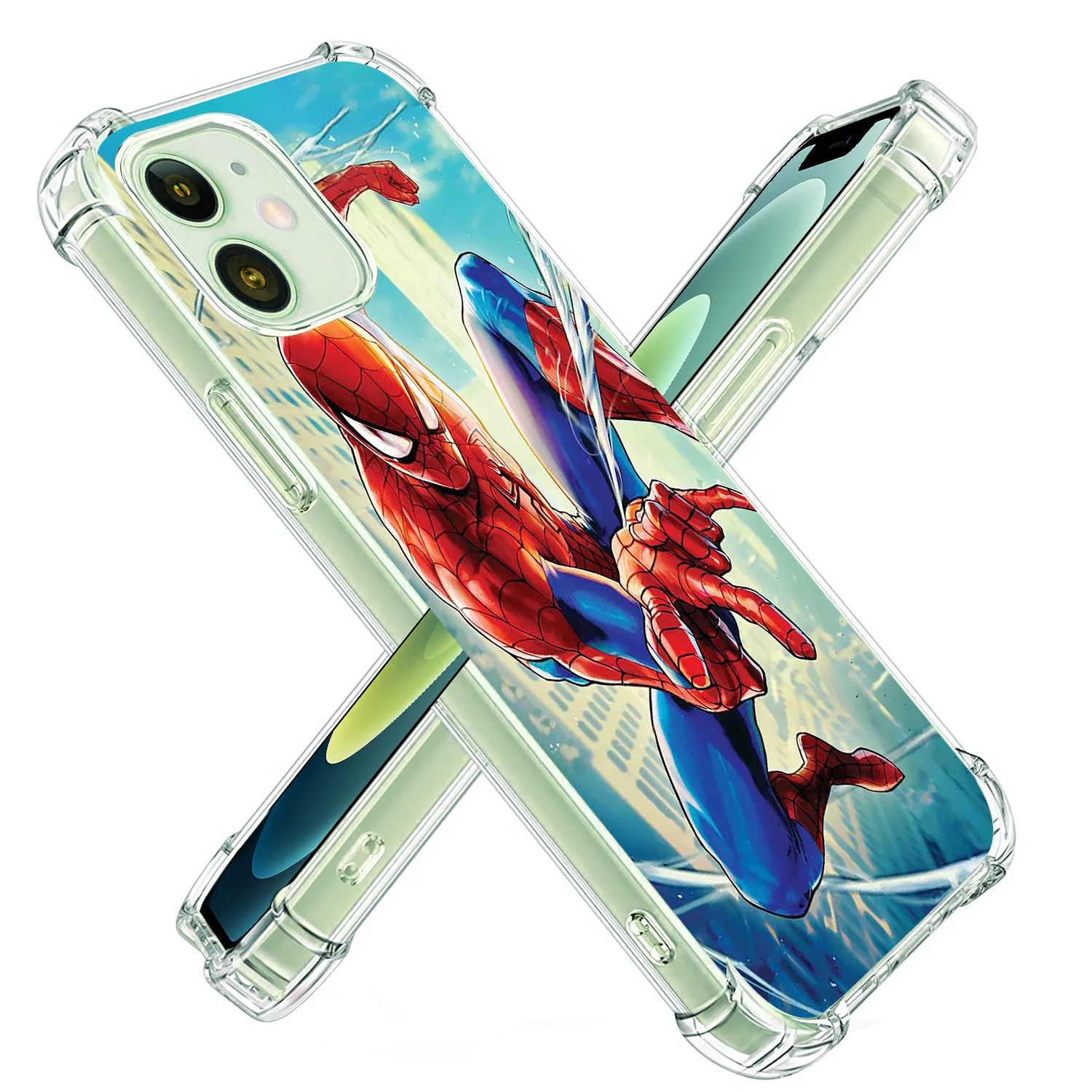

Applicable to for iphone 13 12 11 pro max new foreign trade mobile phone case XR Spider Man shield four corner mobile phone case