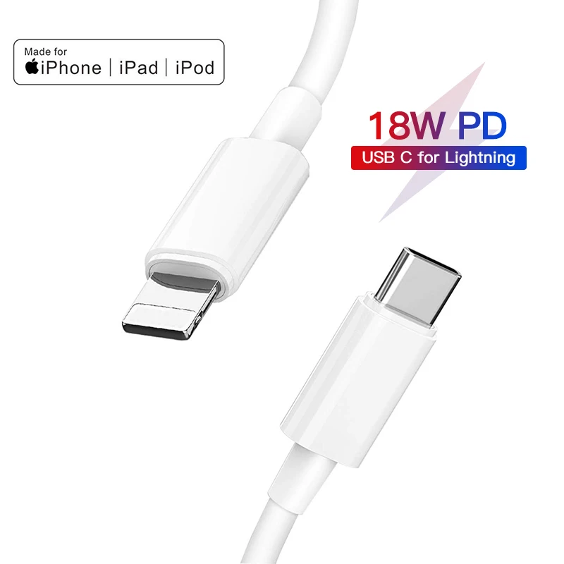 18 Вт PD кабель для быстрой зарядки USB C Lightning iPhone 11 pro Xs Max X Xr 8plus зарядное устройство