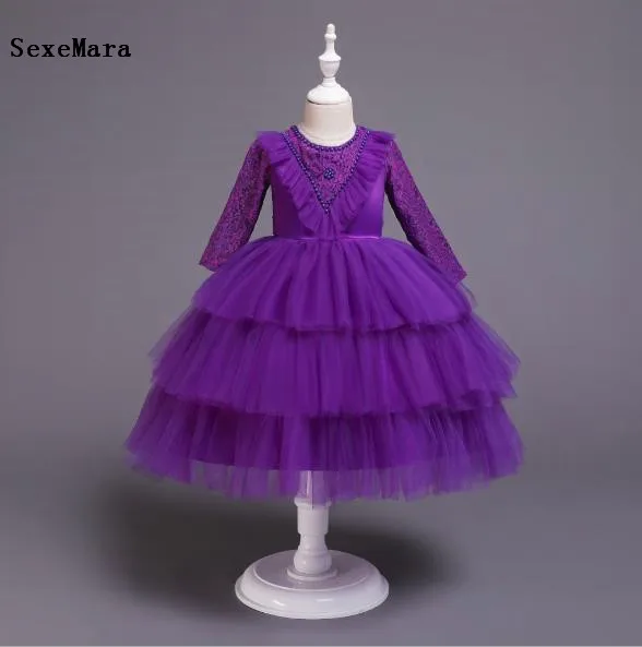 New Puffy Dress Children Flower Girls Party Elegent Princess Birthday Vestidos 2 4 6 8 10 12 13Years | Свадьбы и торжества