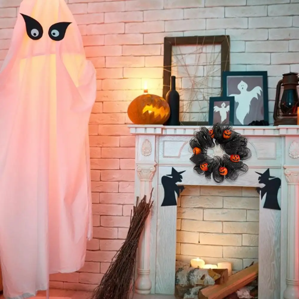 

Halloween Wreath Door Decor Black Pumpkin Garland For Halloween Party Home Front Door Wall Door Ornament Festival Party Supplies