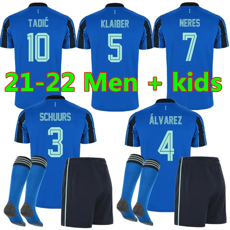 

21 22 Men ajaxes home away blue adult jerseys kit 2021 2022 New kids ajaxed shorts socks shorts shirt 4XL 3XL black