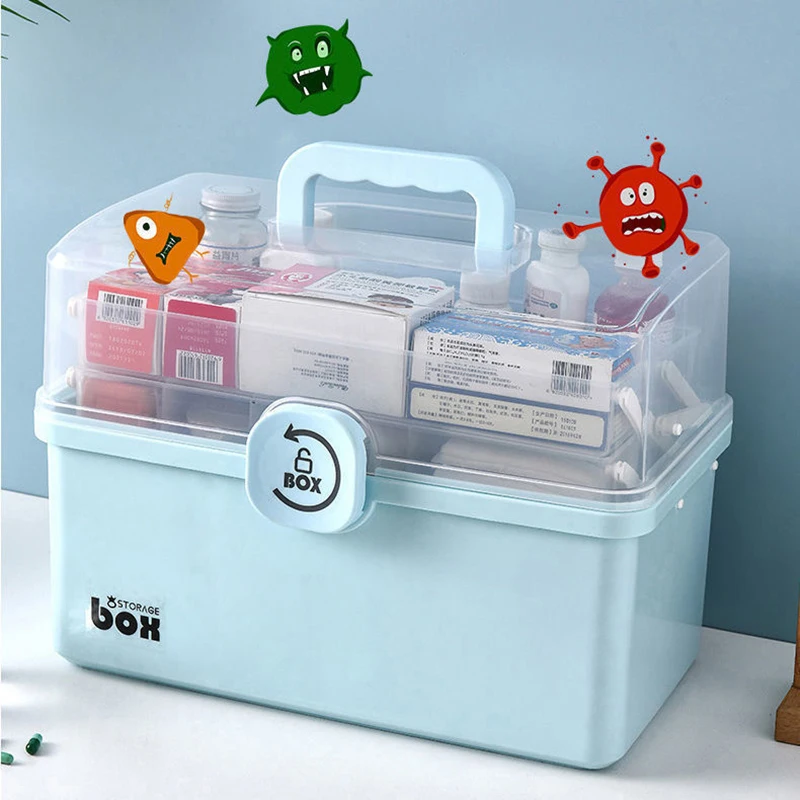 

Портативный медицинский набор первой помощи, шкафчик для аварийной медицины, 3-уровневый пластиковый контейнер для хранения лекарств, семе...