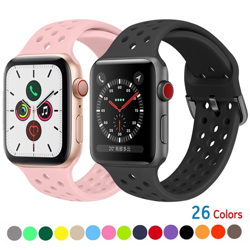 Ремешок для Apple Watch band 38мм 42мм iWatch 4 44мм 40мм Спортивный браслет с силиконовым