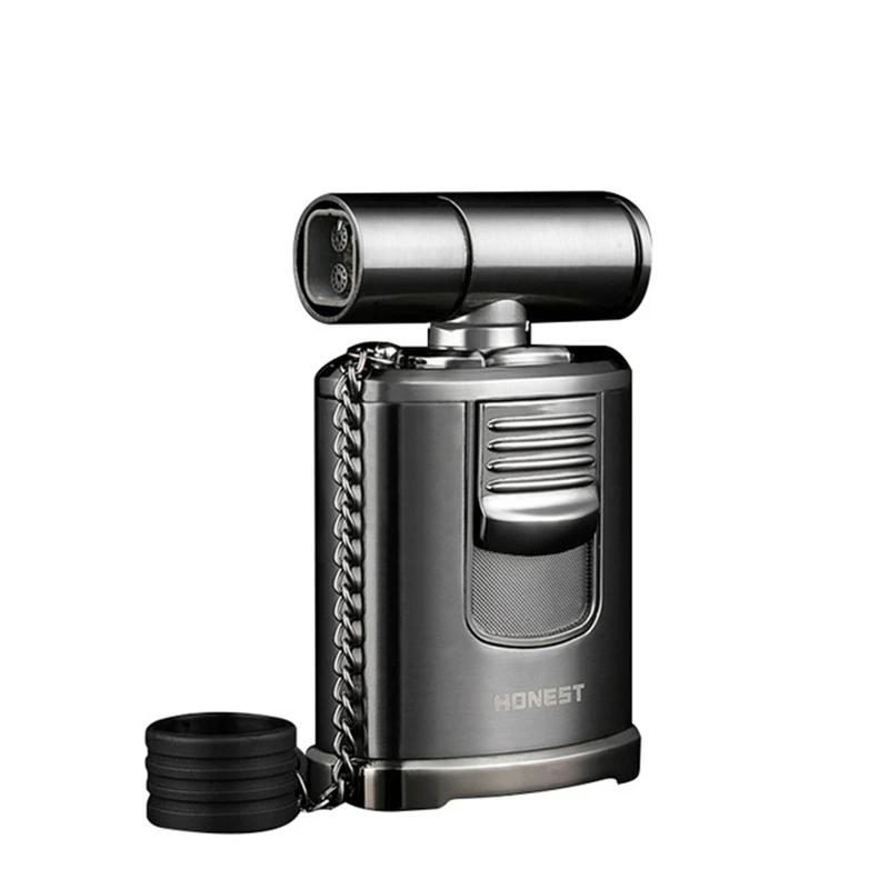 

HONEST 4 Straight Cigar Metal Lighter, Inflatable Boutique Desktop Smoking Set, Super Firepower Jet Lighter