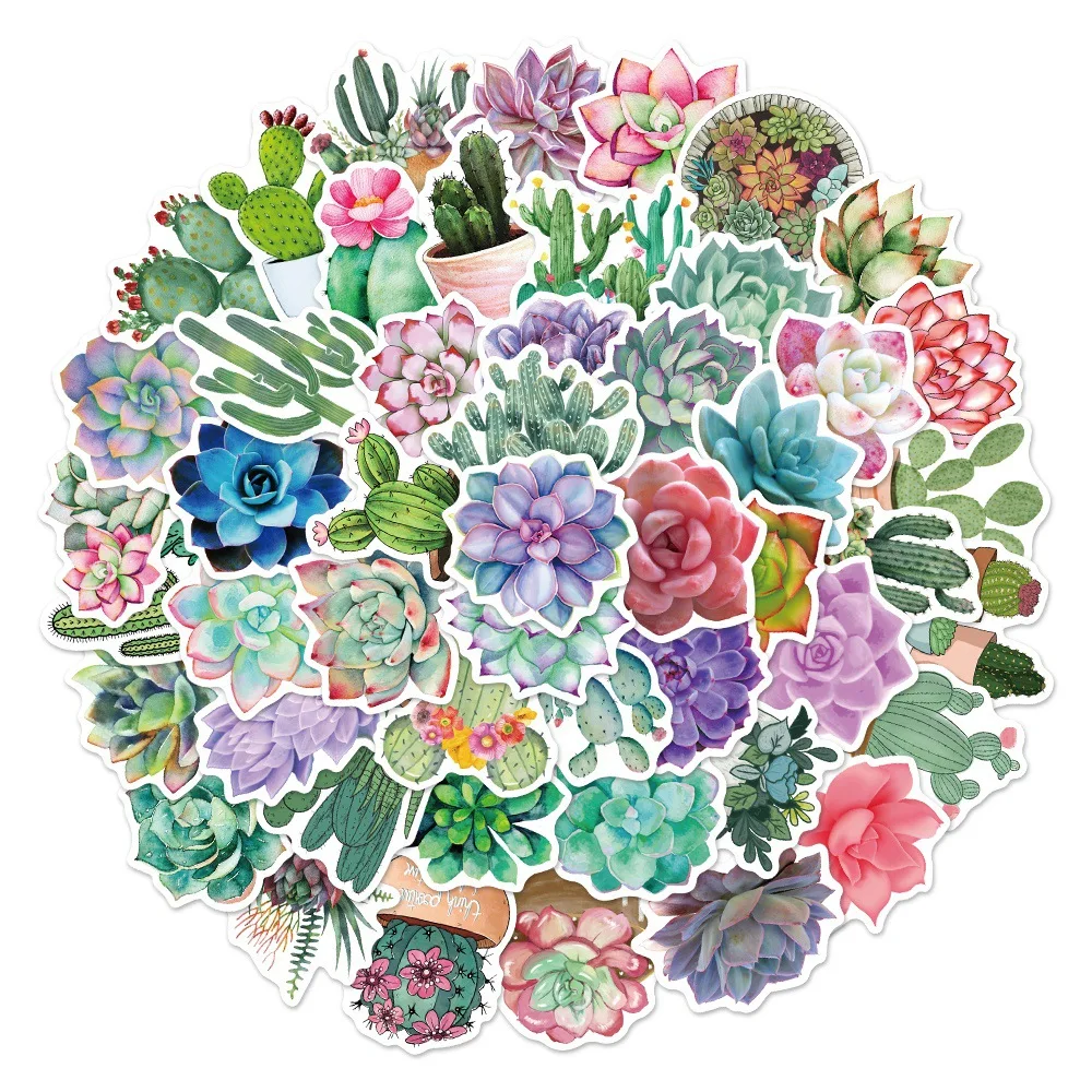 

C1169 50pcs Cactus Stickers For Kids Girls Fashion Kawaii Cartoon Stickers Set DIY Suitcase Bike Guitar