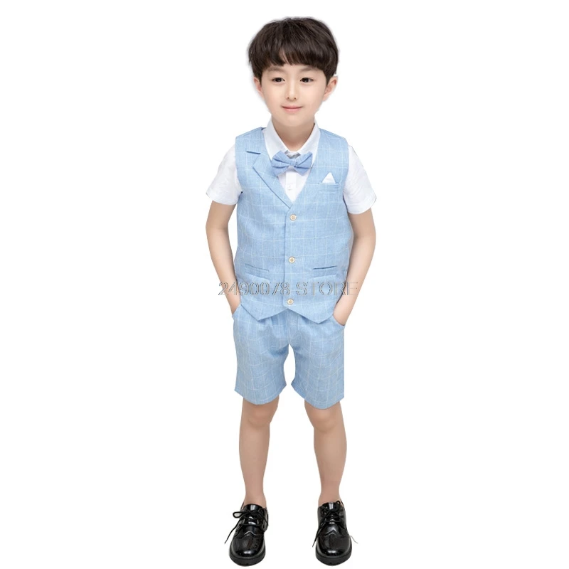 Boys Clothing Set Summer Baby Kids Prince Suit Gentleman Vest+ Pants 2pcs Boy Formal Wedding Birthday Party Costume F126 |