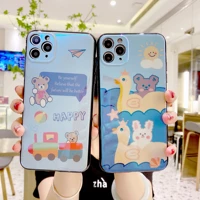 blue ray cartoon bear rabbit soft silicone phone case with bracket rope for samsung note 20 a6 a7 a8 a9 a12 a42 a02s a32 a52 a72