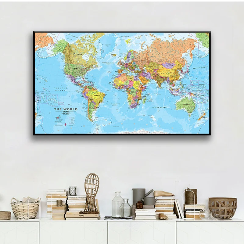 

The World Political Map Posters and Prints Culture Education World Map Wall Art Pictures Canvas Paintings Home Decor