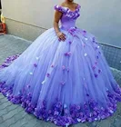 Женское платье с открытыми плечами, пышное бальное платье из тюля с 3D цветами розы, оранжевое платье со шлейфом, для вечеринки в честь Дня рождения, 16