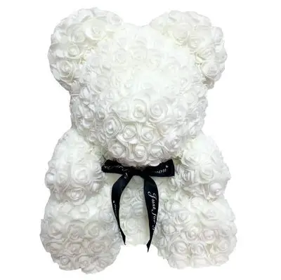 25cm Rose Bear 1 шт. моделирование пенополистирола пенопласт собака кролик медведь белые шары для поделок для DIY Рождественская вечеринка украшения поставки подарки - Цвет: 25cm Rose Bear