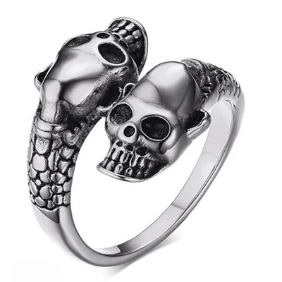

2021 New Trend European and American Stainless Steel Ring Jewelry Personality Temperament Open Skull Casting Ring for Men
