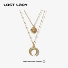 Ожерелье с подвеской Lost Lady, Двухслойное ожерелье из сплава, звезда, месяц, аксессуары для вечерние НКИ, свадьбы