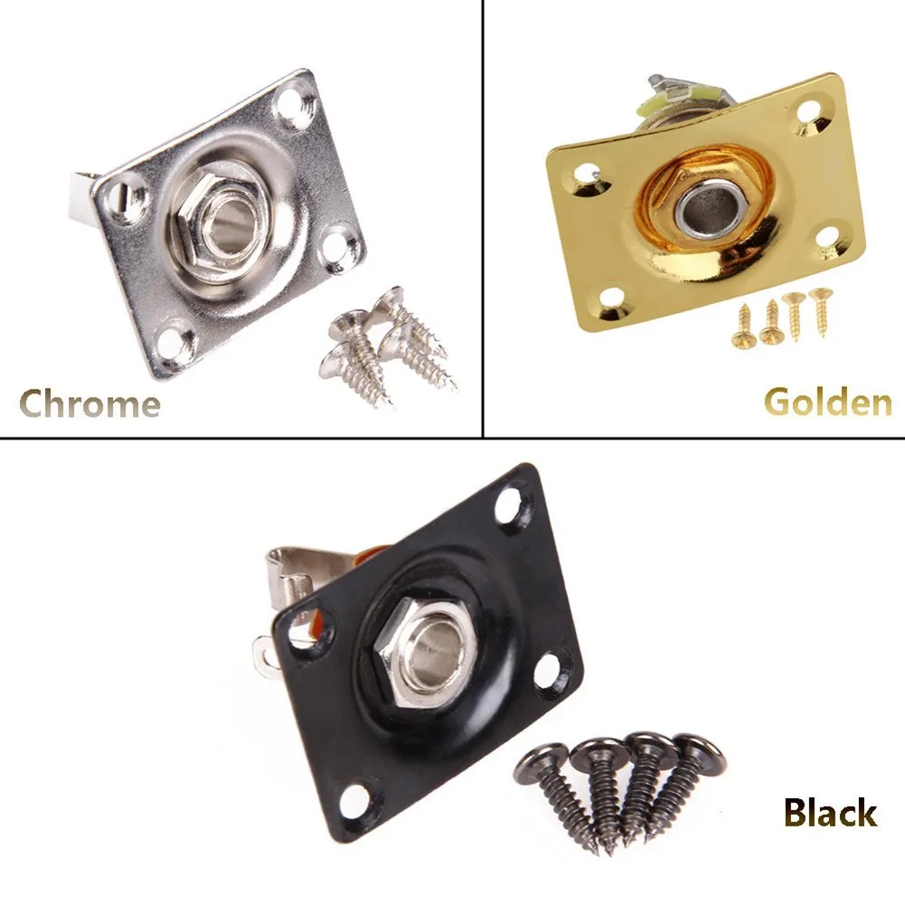 

Electric Guitar Output Jack Plate Audio 6.35mm Socket Square With Jack Screws Musical Instrument Accessories Parts High Quality