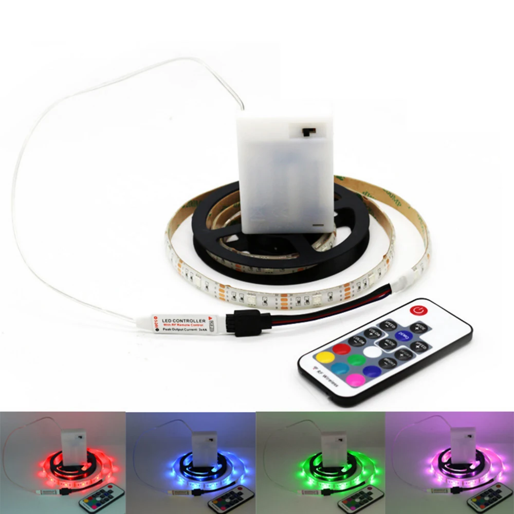 Светодиодная лента RGB 5 в постоянного тока с батарейным отсеком подсветка для