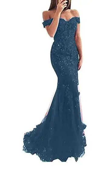 WY06 кружевные вечерние платья с открытыми плечами и юбкой годе украшенные бисером