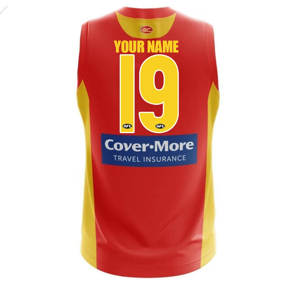 AFL GOLD COAST SUNS мужская домашняя трикотажная одежда, размер S-3XL, принт с именами и цифрами, высокое качество