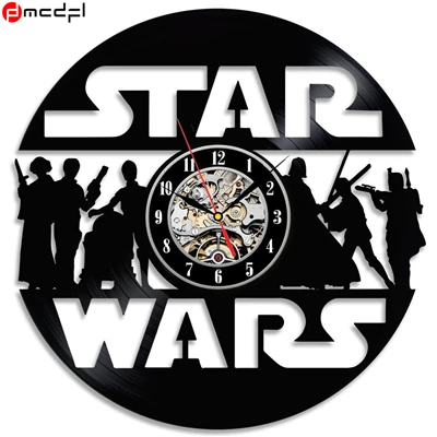 Домашний живой звезда йода WarsClock CD Виниловая пластинка настенные часы Декор 3D Висячие часы Вейдер украшения - Цвет: 12