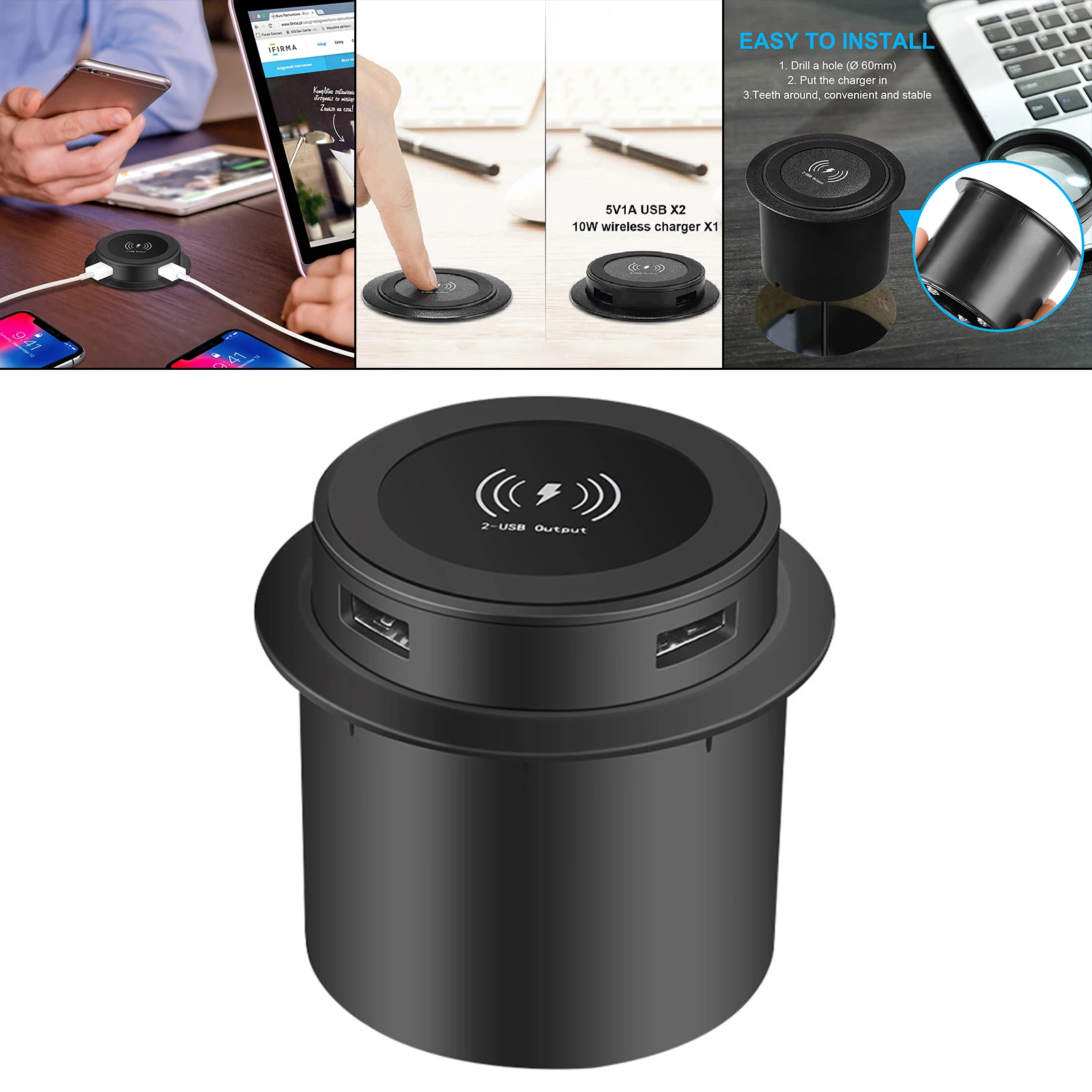 qi wireless charger universal fast charging embedded for desk bedside coffee shop cell phones earphone free global shipping