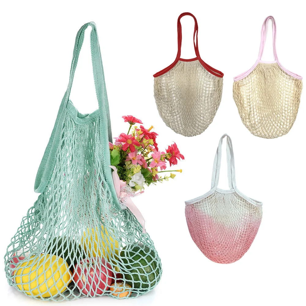 

Net Bags Mesh Grocery Shopper Portable Cotton Shopping Bag Turtle-bags Supermarket Vegetable Fruit Hollow Shoulder Bag Reusable