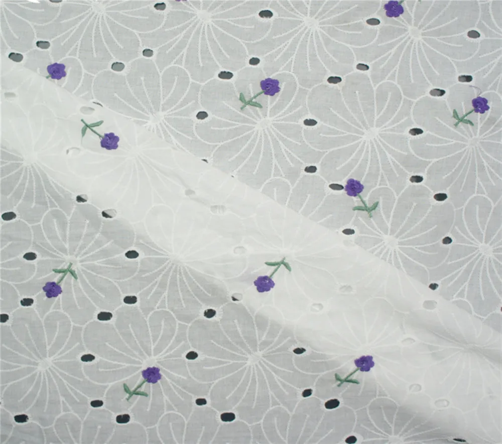 Пустотелая декоративная кружевная ткань Daisy Floral из хлопка с голубой вышивкой для создания бохо-платья, свадебного платья и блузки.