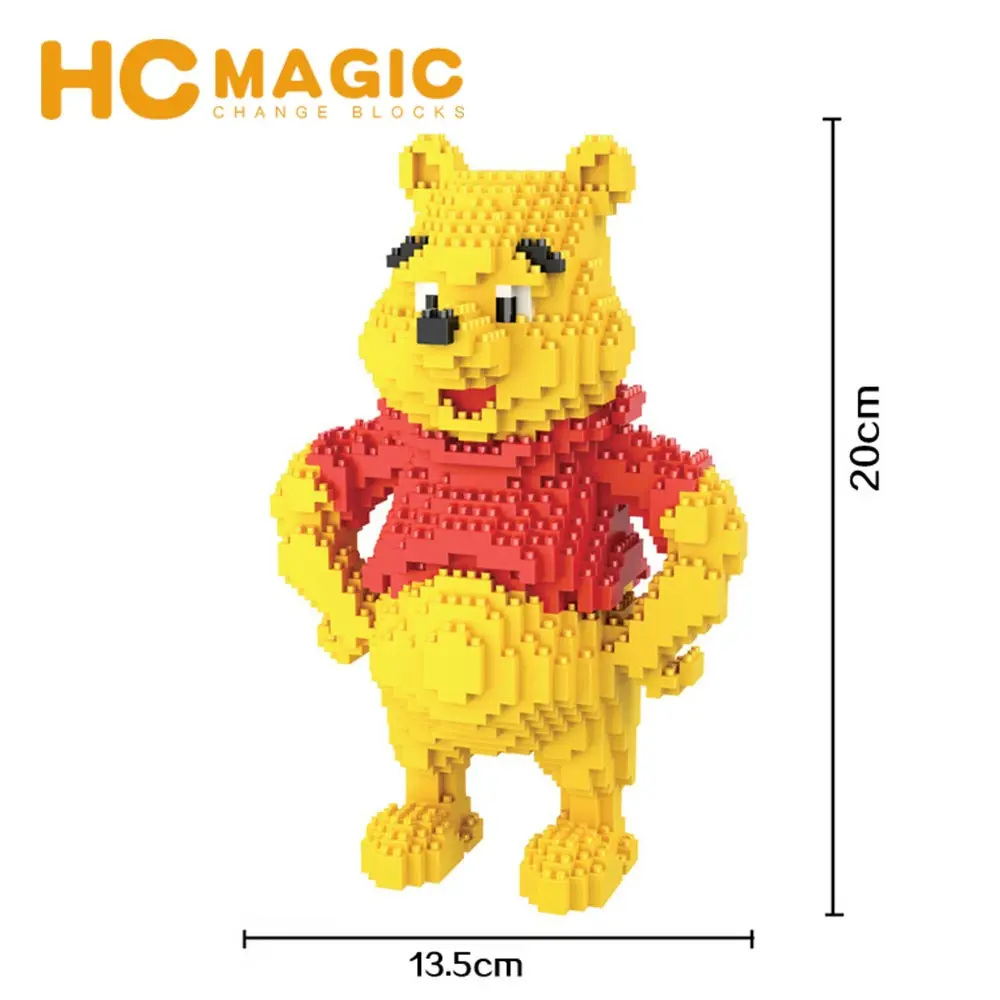 

HC Cartoon Bear Animal 3D Model Building Blocks Kit Movie Auction Figures Mini DIY Diamond Brick Educational Toys for Kids Gifts