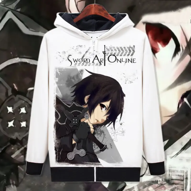 Sword Art Online Cosplay Printed Kirito Kirigaya Kazuto Fleece Coat Men Women Winter Thick Outwear Asuna Yuuki Zipper Clothing |
