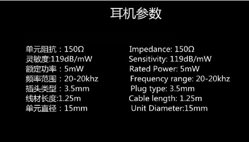 Наушники-вкладыши Pizen с плоской головкой и сопротивлением 150 Ом Hi-Res Динамический