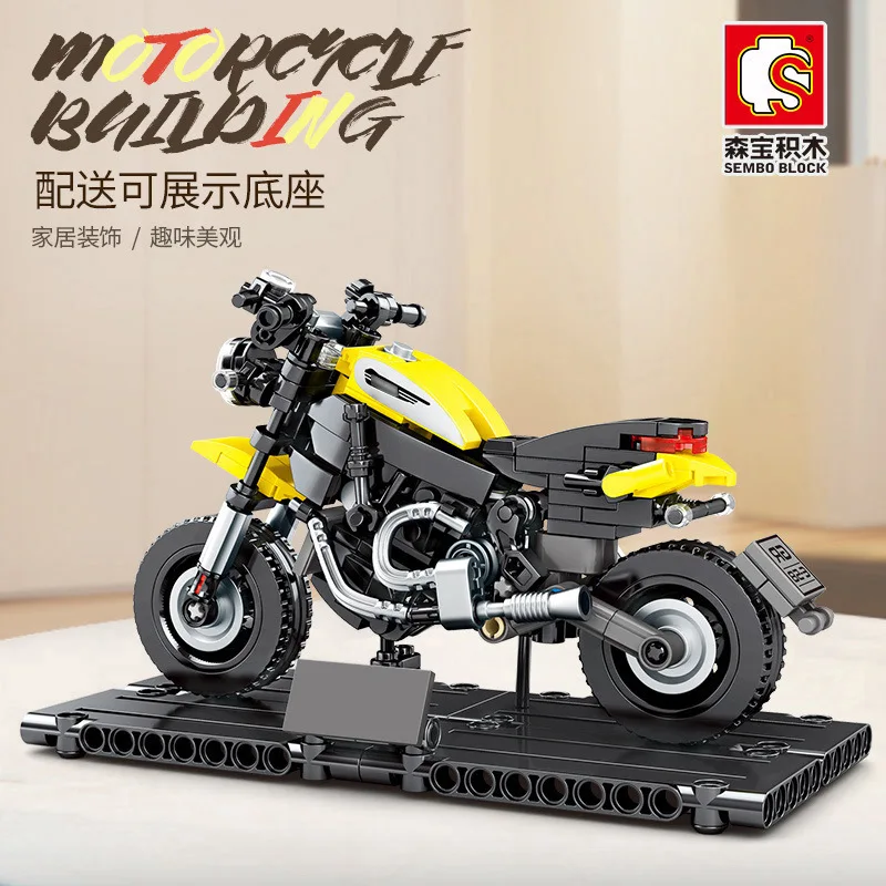 

270Pcs Building Block 701105 Assembling Machinery Motorcycle Assembling Locomotive Racing Model Boy Playing Toy Gifts
