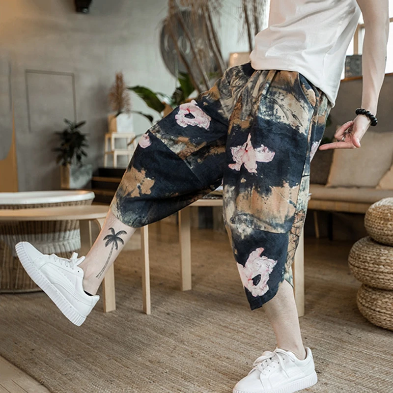 Мужские Пляжные широкие брюки уличная одежда в индийском стиле тайские шорты из